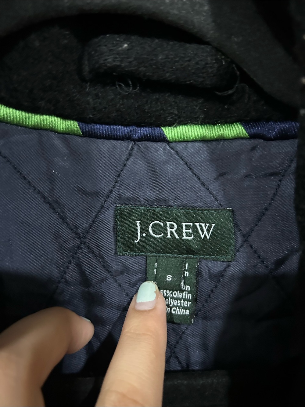 J. Crew Men's Black Wool Pea Coat with Navy Quilted Lining - Picture 3 of 4